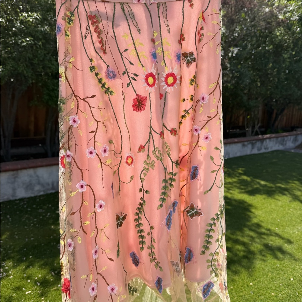 NwT Eva Franco pink Floral Embroidered Skirt